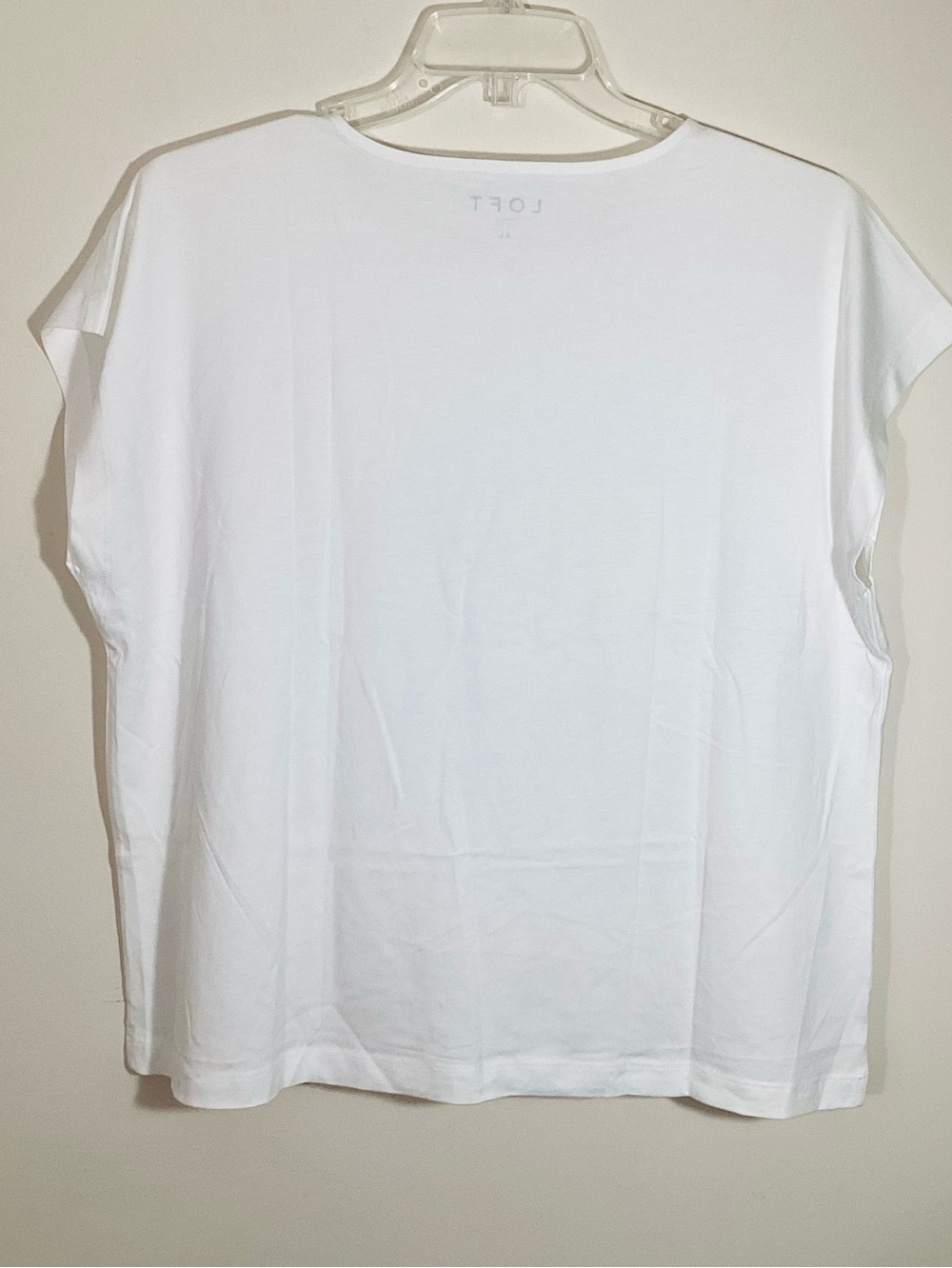 NWT LOFT XL White Modern Wedge Tee Cap Sleeve Top - Picture 3 of 6